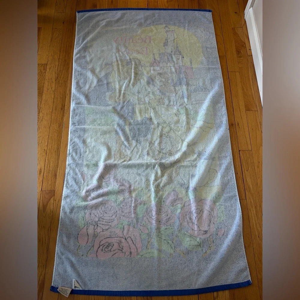 Vintage Beauty & The Beast Disney Franco Cotton Beach Towel, Disney Home Decor